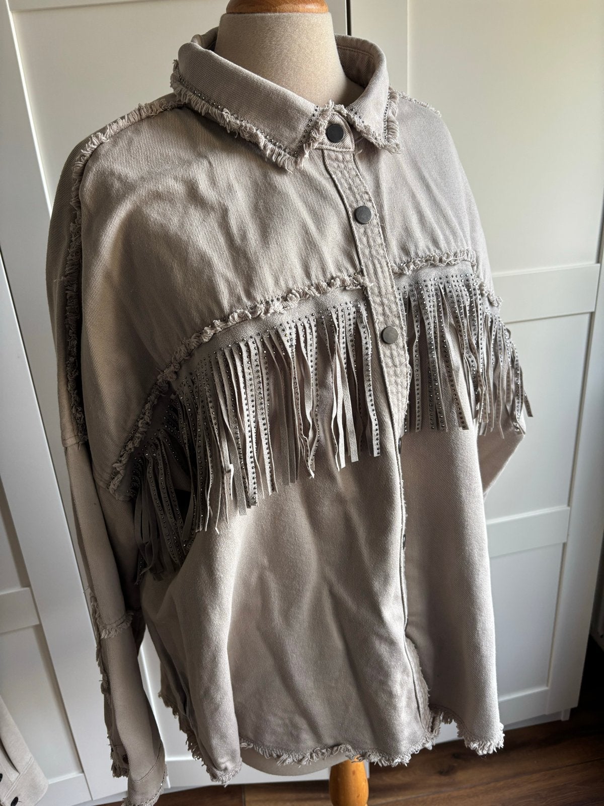 Zara Blouse/Jasje met Franjes en Glitters Maat L, Ophalen of Verzenden, Gedragen, Maat 42/44 (L), Grijs