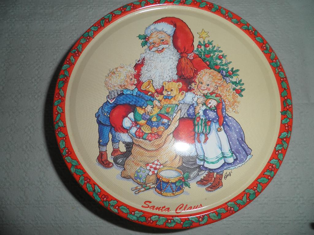 Vintage kerstblik, Ophalen of Verzenden, Gebruikt, Koek(jes), Overige merken