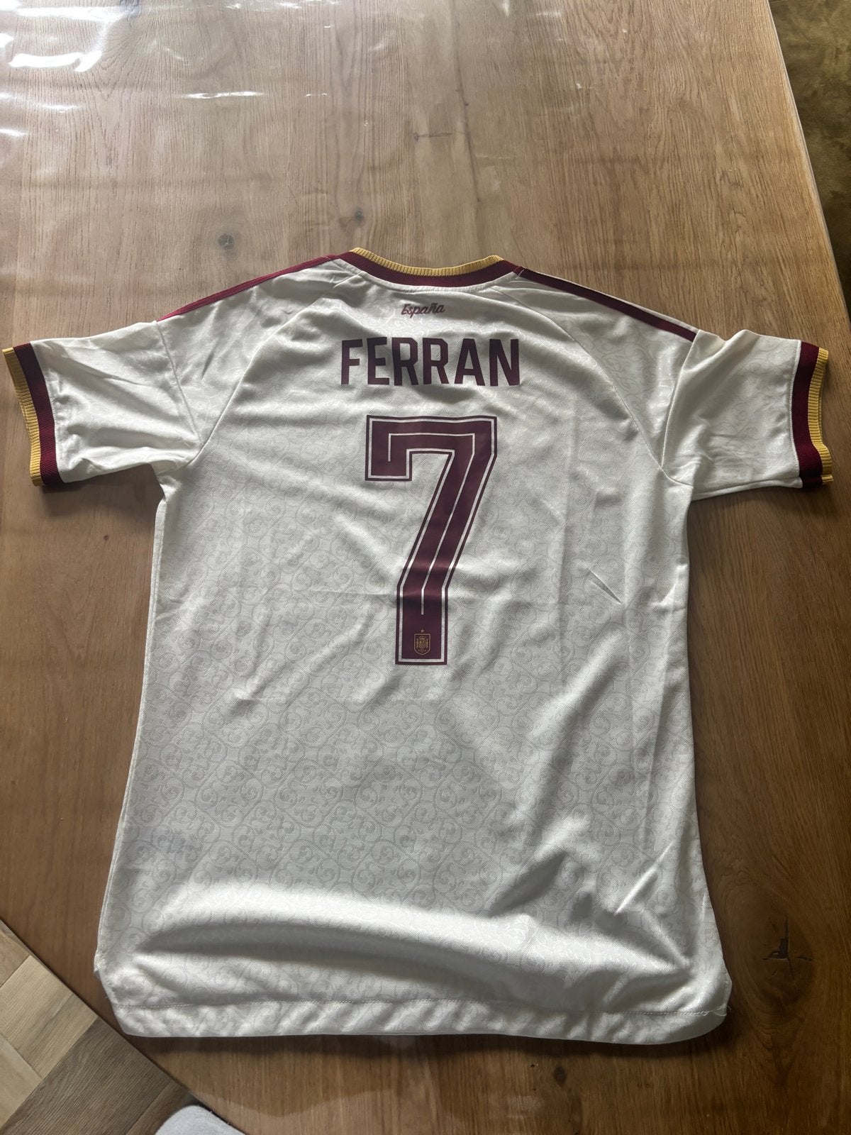 Spanje Thuisshirt Ferran #7 Player Edition Strakke Pasvorm, Kleding | Heren, Sportkleding, Maat 52/54 (L), Wit, Nieuw, Ophalen of Verzenden