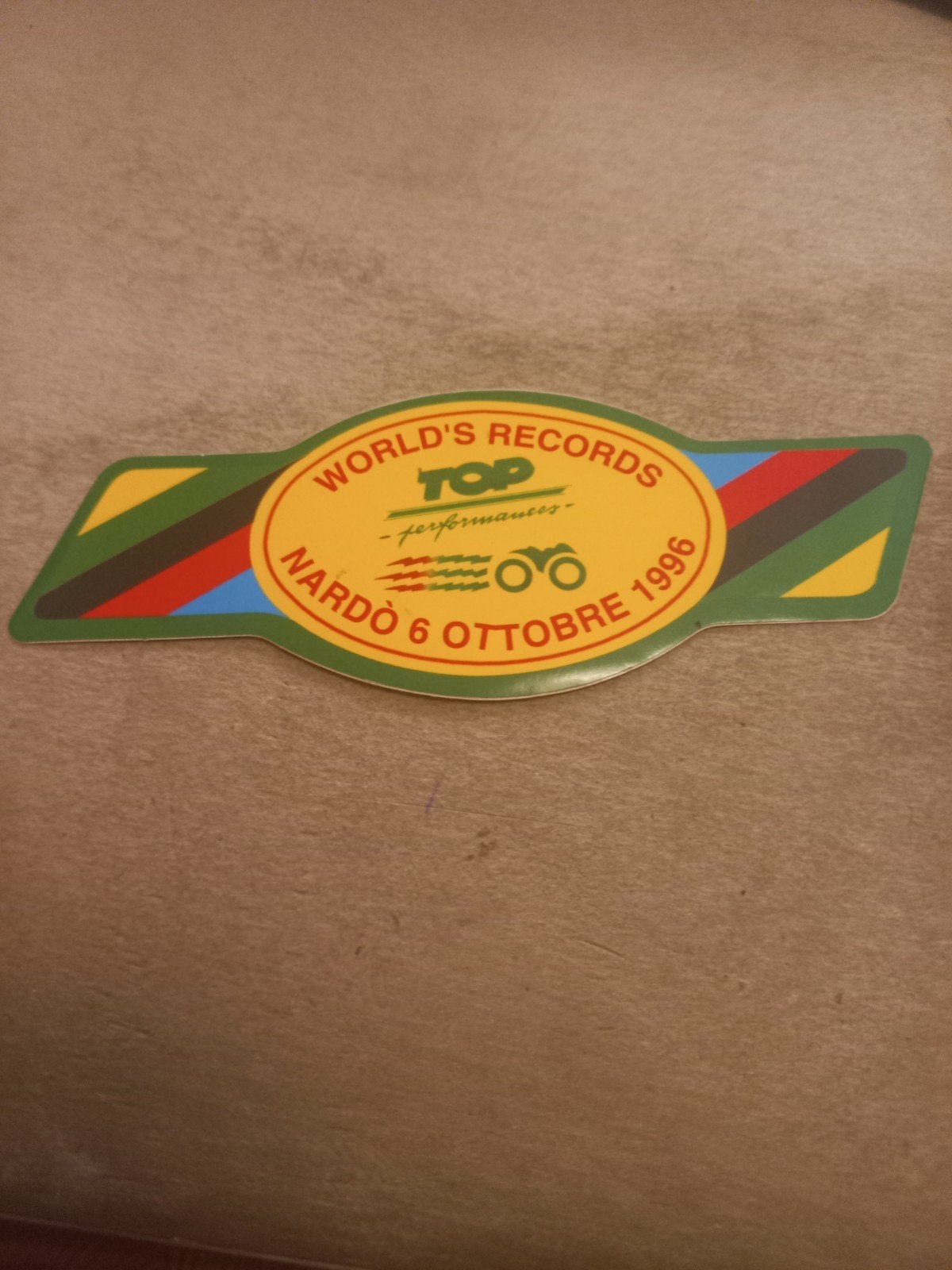 World's Records Nardò 6 Ottobre 1996 Sticker, Ophalen of Verzenden