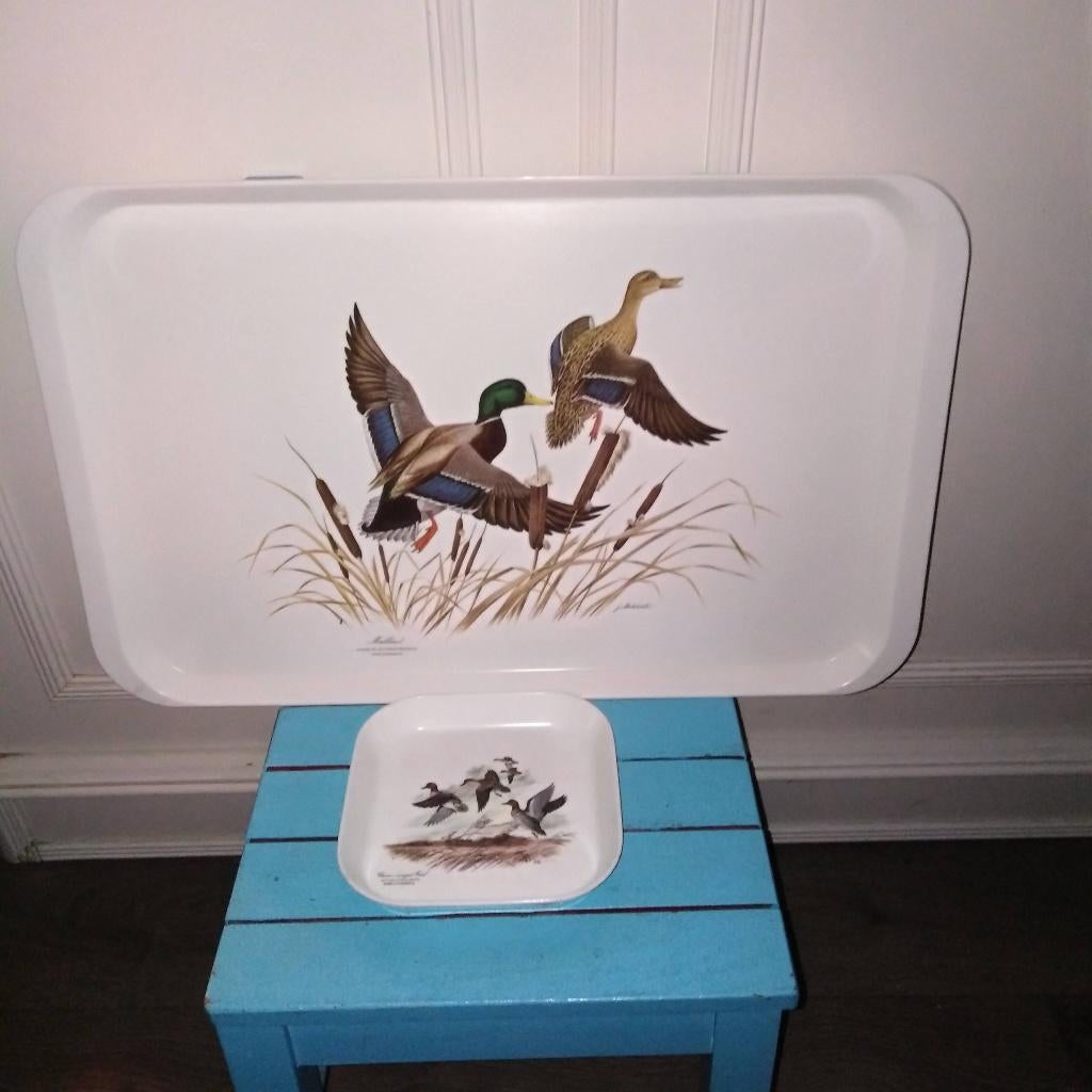 Dienblad met afbeeldingen mallard eenden James Lockhart 3x, Ophalen, Gebruikt, Overige vormen, Kunststof