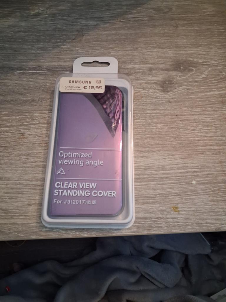 Samsung Clear View Standing Cover voor J3 (2017) - Paars, Ophalen of Verzenden, Nieuw, Overige modellen, Hoesje of Tasje
