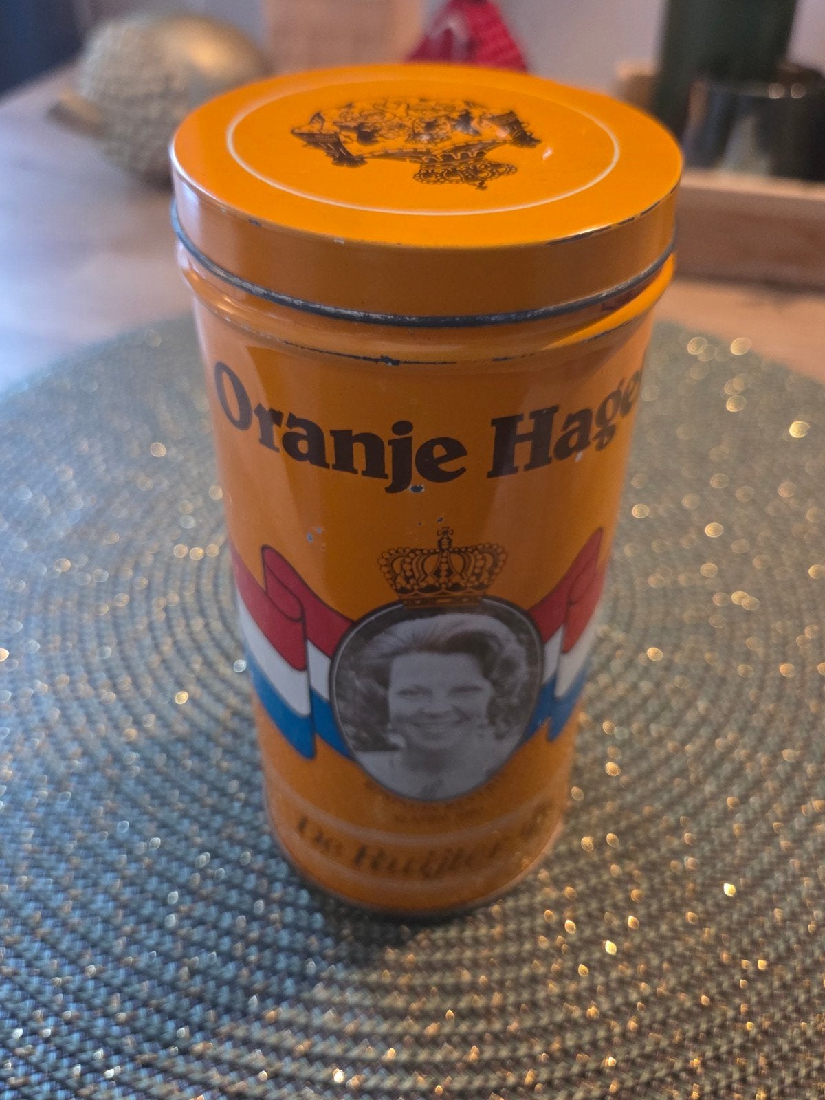 Vintage De Ruijter Oranje Hage blik - Koningin Juliana, Ophalen of Verzenden, Gebruikt, Beschuit, Overige merken
