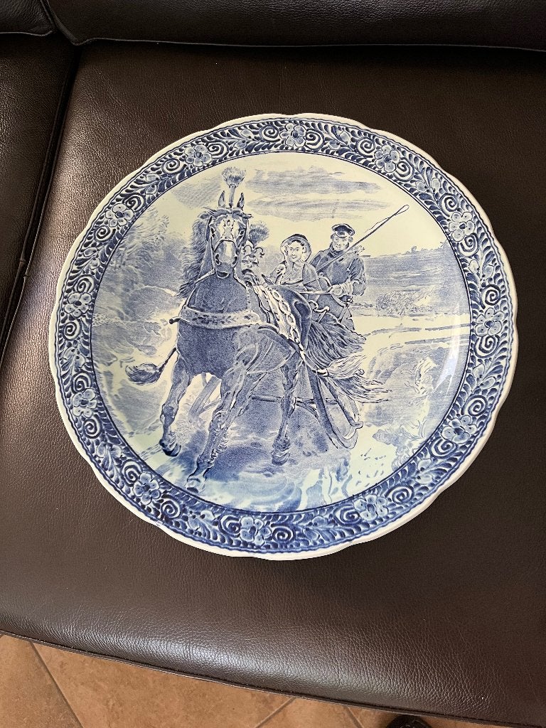 delfsblauwe bord 40 cm doorsnee, Antiek en Kunst, Ophalen