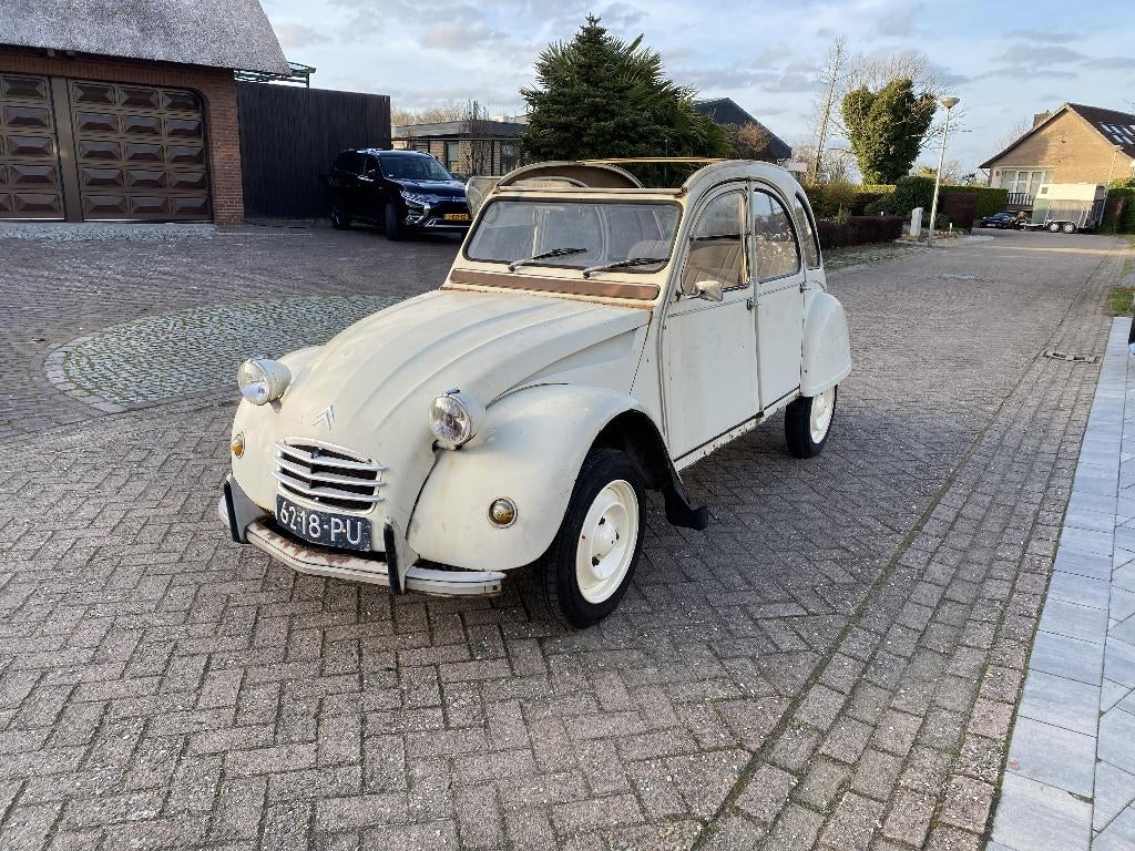 2CV 4  |  1971  |  origineel NL kenteken  |  te restaureren, Auto's, 2CV, Cabriolet, Wit, 20 pk