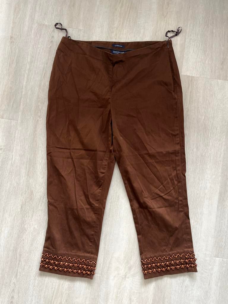 Jones New York Signature Bruine Stretch Broek - Maat 44, Kleding | Dames, Broeken en Pantalons, Bruin, Maat 42/44 (L), Ophalen of Verzenden