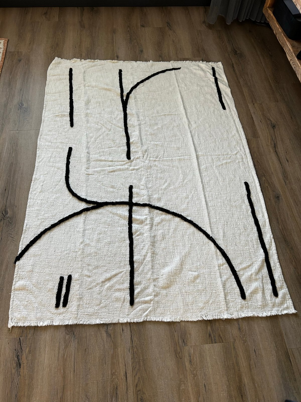 HKliving vloerkleed met abstract patroon, 100 tot 150 cm, Ophalen of Verzenden, Zo goed als nieuw, Crème