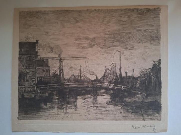 Ets van Henri Wouters: Haven, Antiek en Kunst, Ophalen of Verzenden