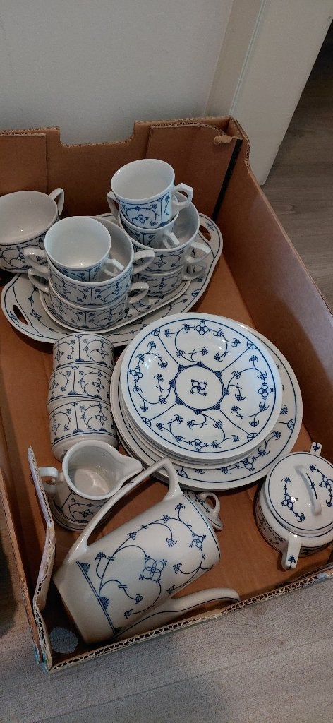 Wit blauw vintage servies restanten, Ophalen, Overige materialen, Gebruikt, Overige typen