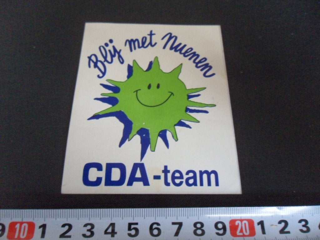 sticker Politiek CDA - Team  Blij met Nuenen, Ophalen of Verzenden, Zo goed als nieuw