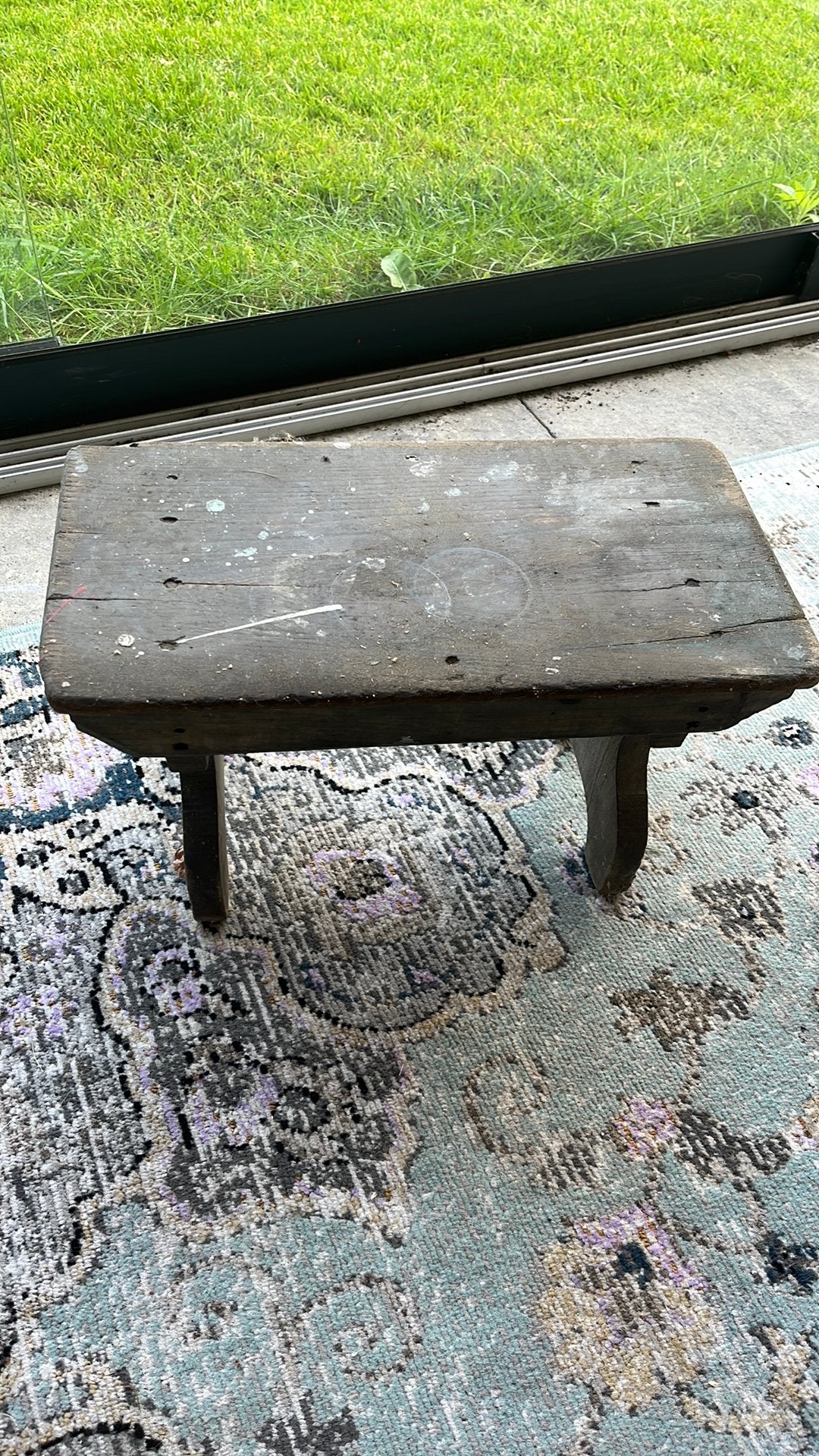 Vintage brocante houten vensterbankje, Antiek en Kunst, Ophalen of Verzenden