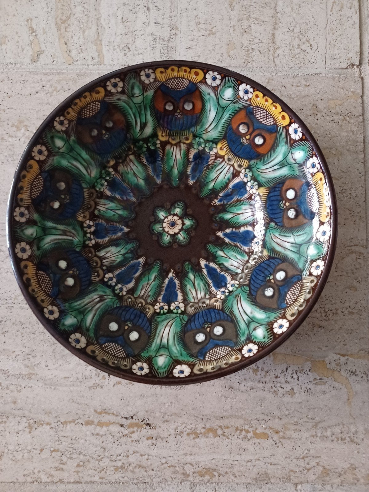 Zwitsers Art Deco Majolica Bord met uilen van Thoune, Antiek en Kunst, Ophalen of Verzenden