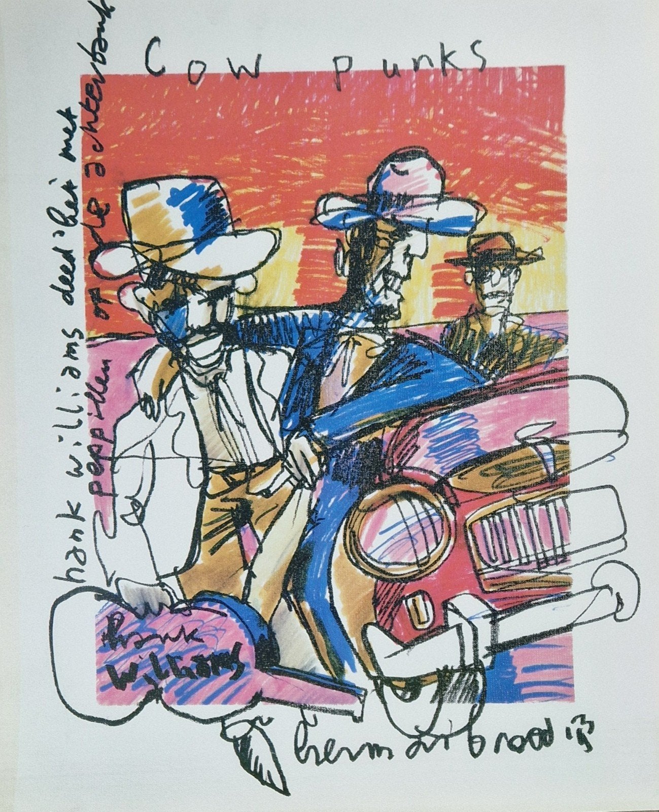 Hank Williams uit zeldzame 'Popserie' van Herman Brood., Ophalen of Verzenden, Poster, Print/reproductie