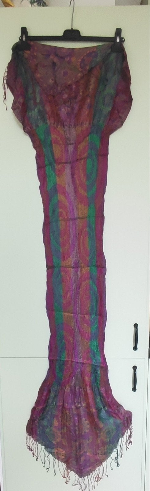 Multicolor uniseks reversible zijden sjaal, 195x55 cm, Kleding | Dames, Ophalen of Verzenden, Nieuw, Maat 46/48 (XL) of groter