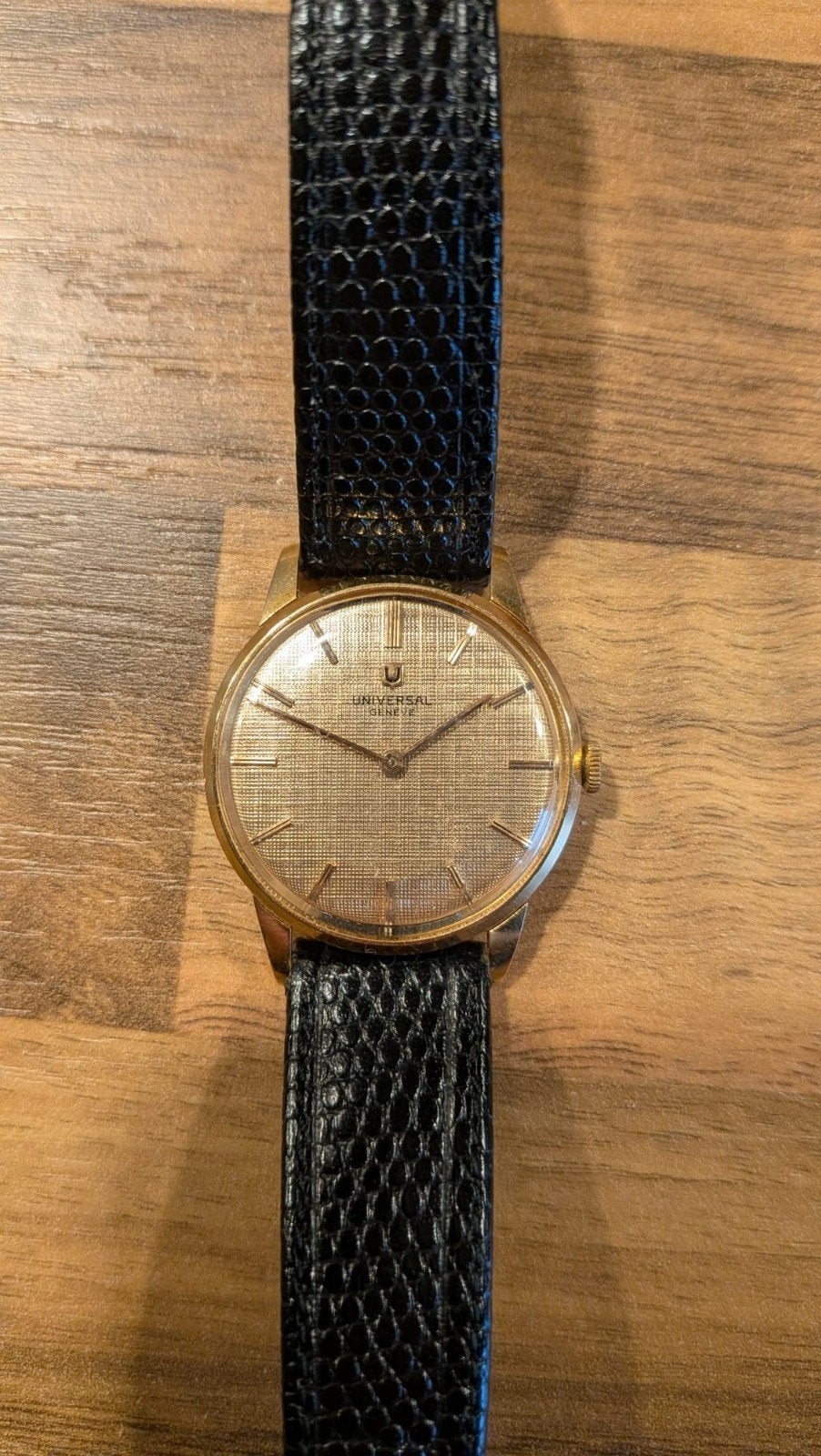Universal Genève Space Age 18k Polshorloge, Met bandje, Polshorloge, 1930 tot 1960, Goud