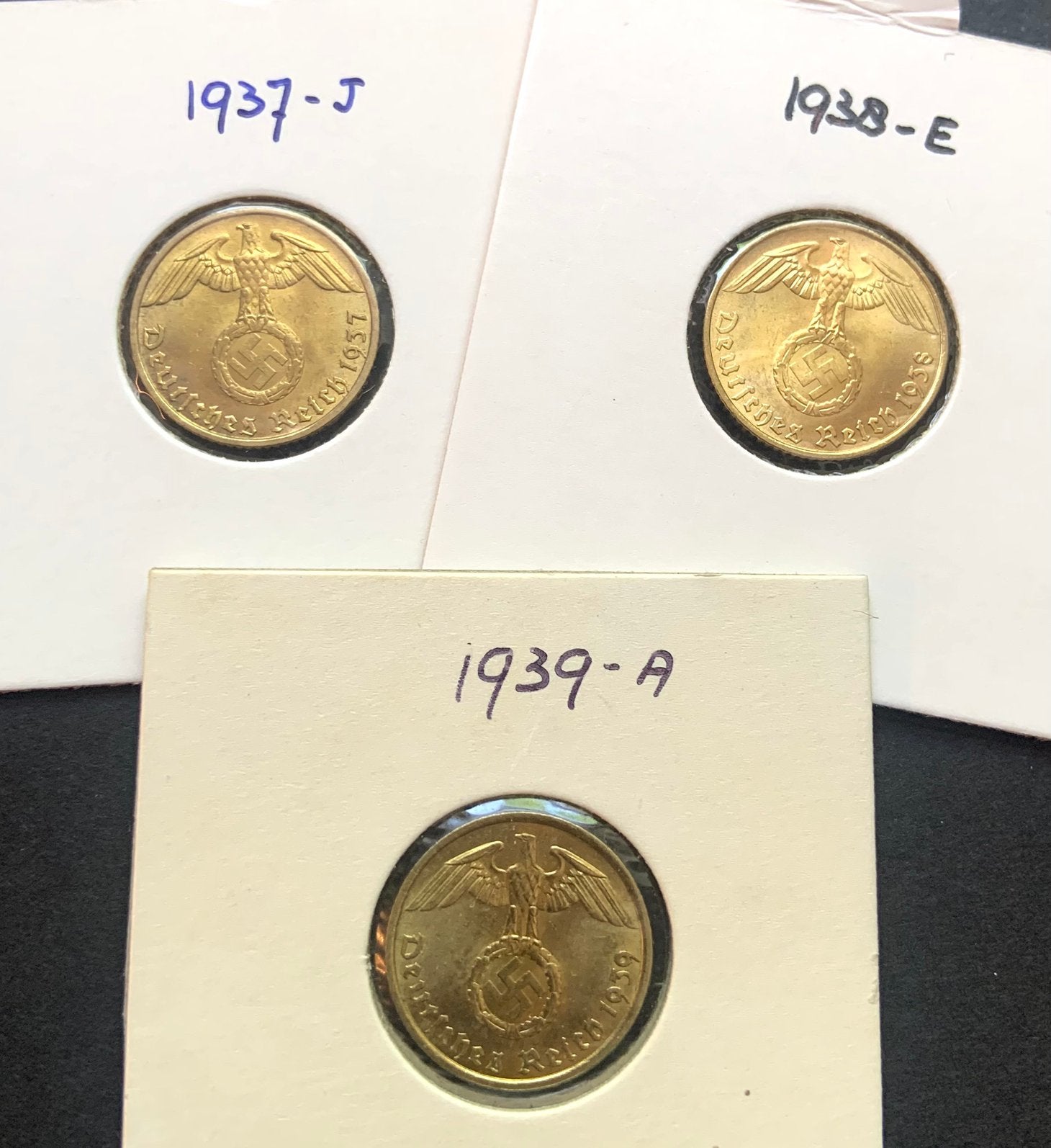 Derde Rijk lotje met 3x 5 Pfennig in top kwaliteit., Postzegels en Munten, Munten | Europa | Euromunten, 2 euro, Duitsland, Ophalen of Verzenden