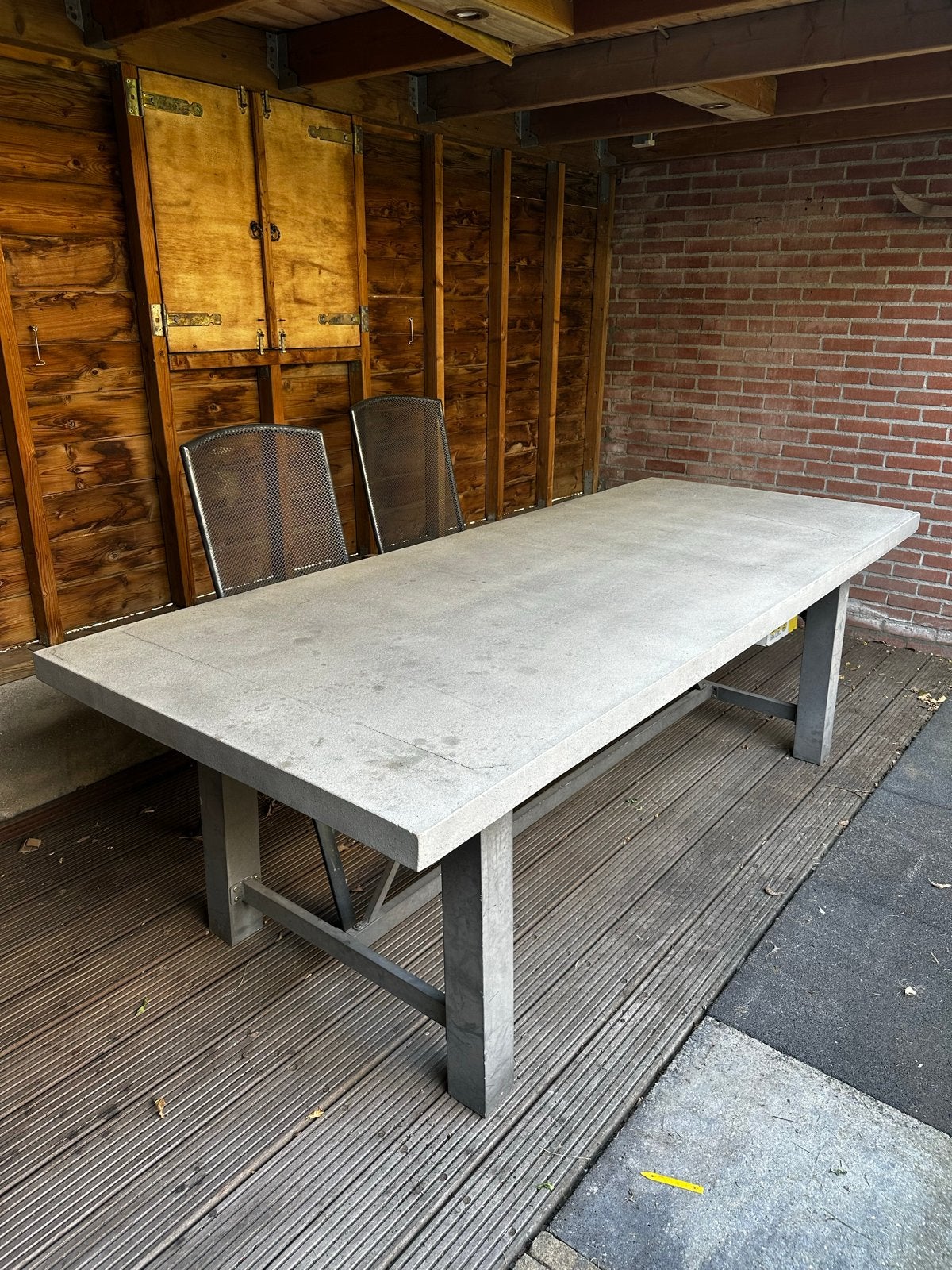 Tuintafel met betonlook blad, Ophalen, Gebruikt, Rechthoekig, Overige materialen