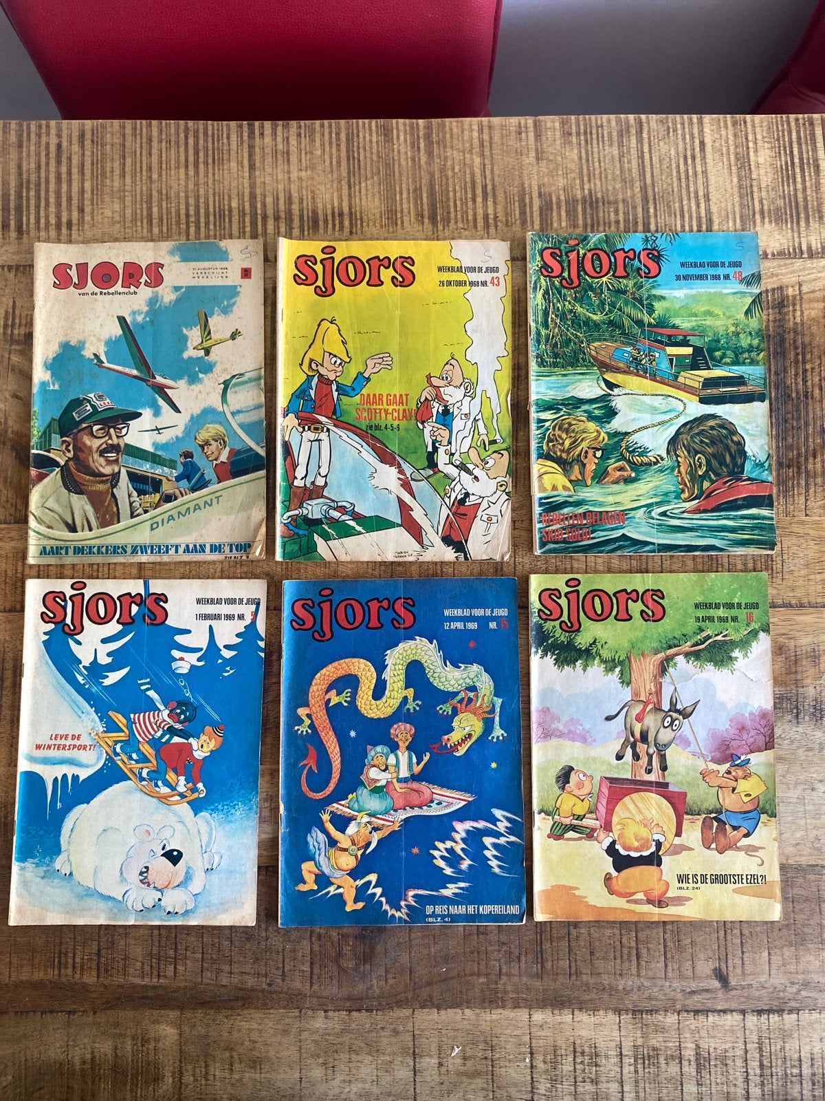 Sjors Weekblad voor de Jeugd - 3 nummers 1968 en 3 uit 1969, Ophalen of Verzenden, Gelezen, Overige typen