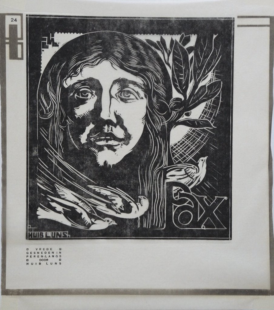 Huib Luns houtsnede "Vrede", 1919, Nr. 24 uit "Wendingen", Ophalen, Portret, 1900 - 1949, Houtsnede