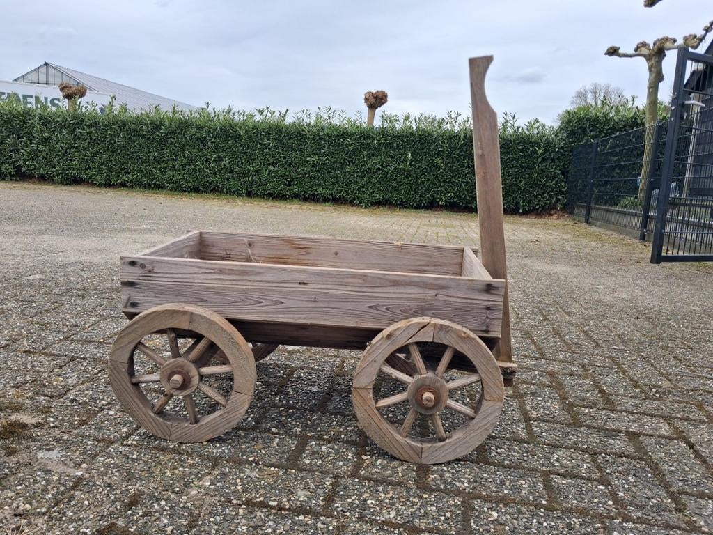 Decoratieve Houten Kar - Rustieke Tuin of Display, Ophalen of Verzenden, Nieuw