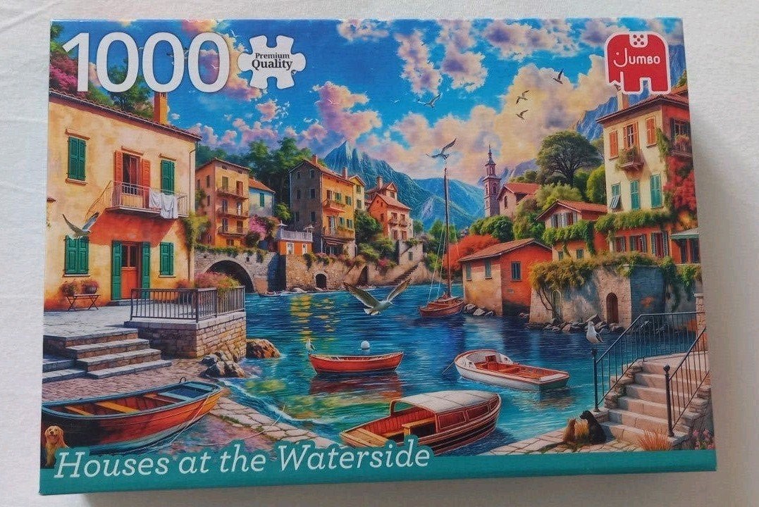 Jumbo Legpuzzel 1000 stukjes - Houses at the Waterside, Ophalen of Verzenden, 500 t/m 1500 stukjes, Zo goed als nieuw, Legpuzzel