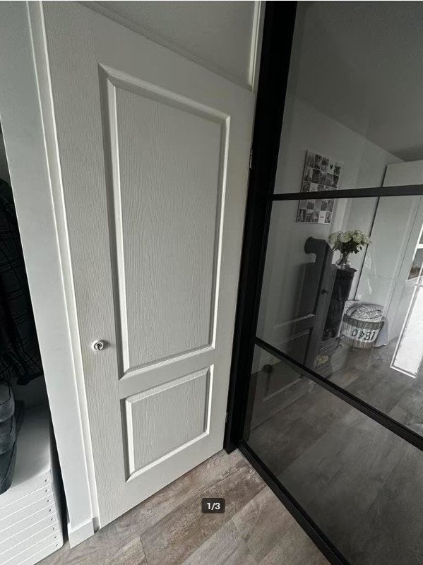 Opdek deur met nerf 201,5x73 cm, wit, merk skantrae, Ophalen, Minder dan 80 cm, Binnendeur, Zo goed als nieuw