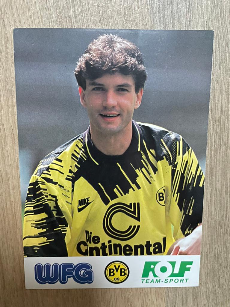 Fotokaart Michael Zorc (Borussia Dortmund)., Verzamelen, Sportartikelen en Voetbal, Ophalen of Verzenden, Zo goed als nieuw, Buitenlandse clubs