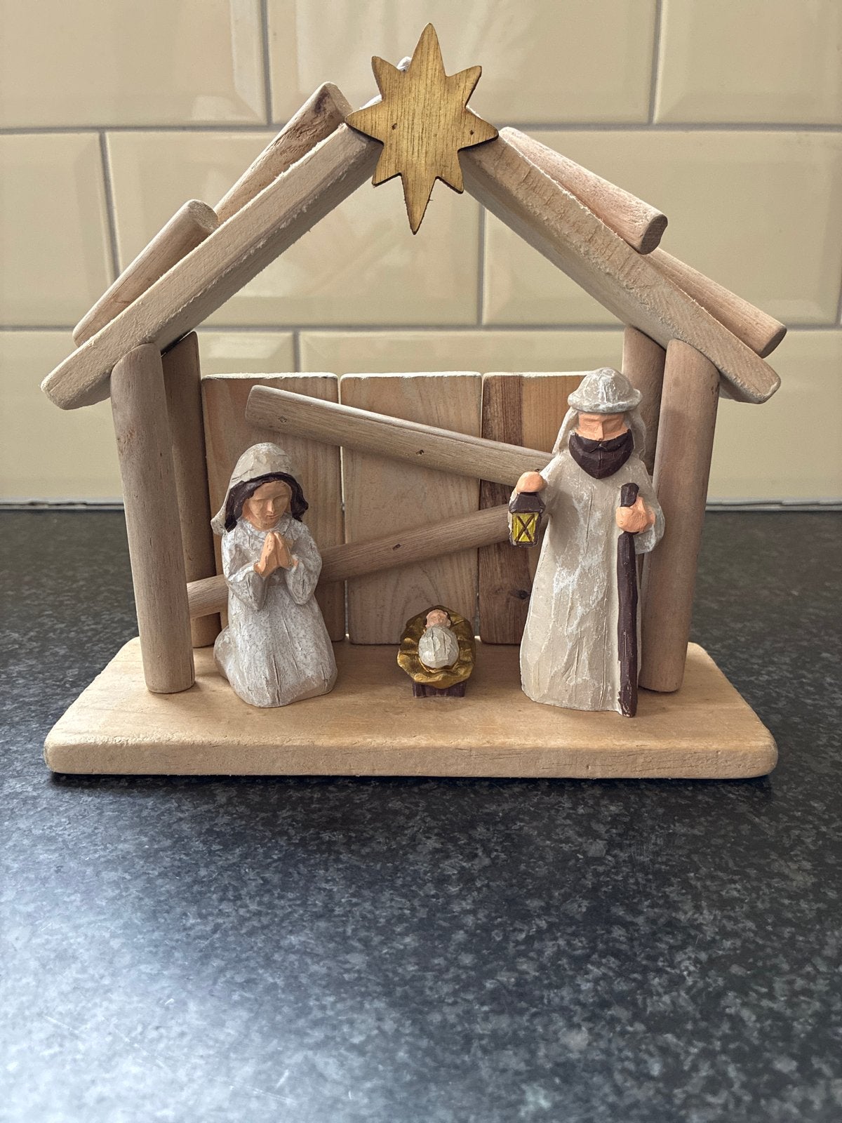 Kerststal met 3 figuren, Diversen, Kerst, Ophalen of Verzenden, Gebruikt