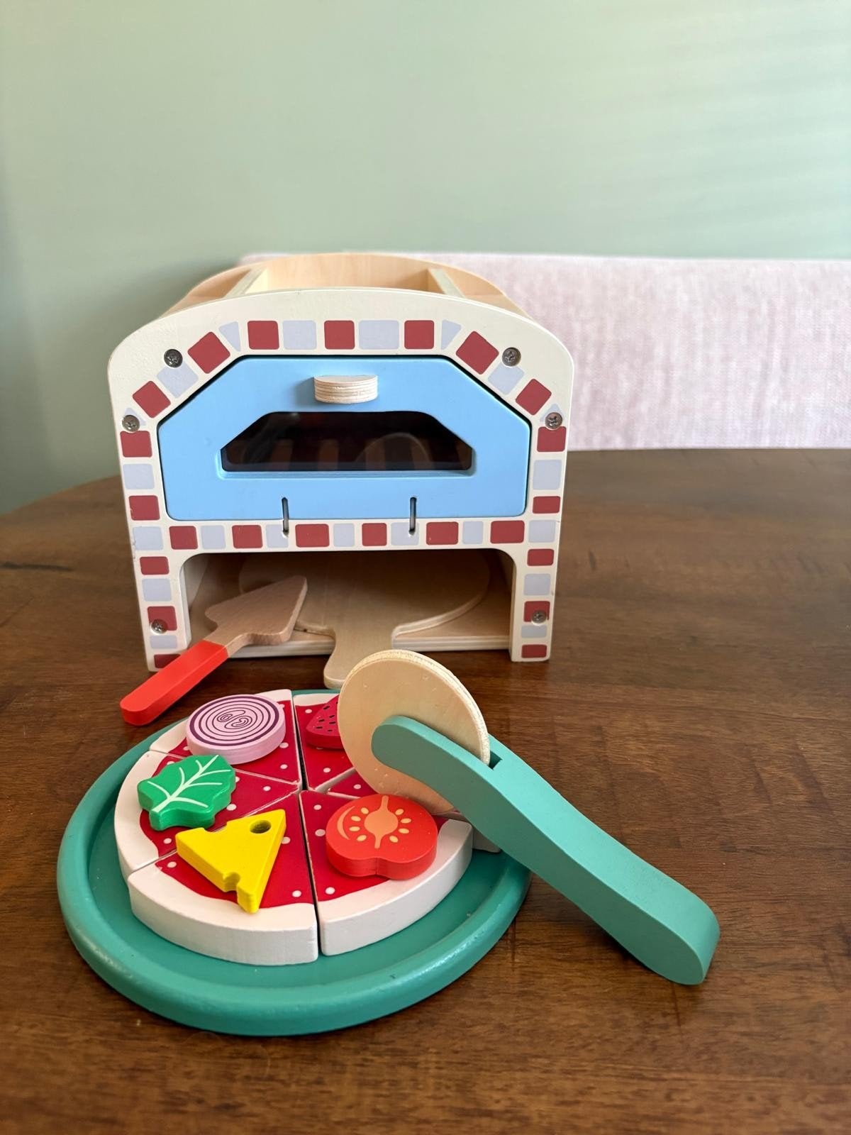 Houten pizza oven speelset met accessoires, Kinderen en Baby's, Ophalen of Verzenden, Zo goed als nieuw, Meubelstuk of Keukentje