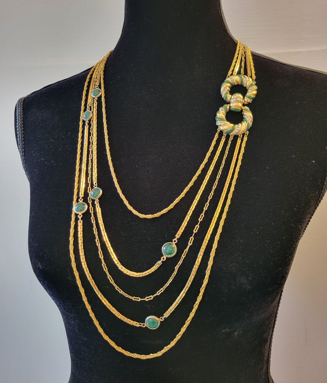 Pierre Cardin statement vintage ketting, Ophalen of Verzenden, Zo goed als nieuw, Groen, Overige materialen