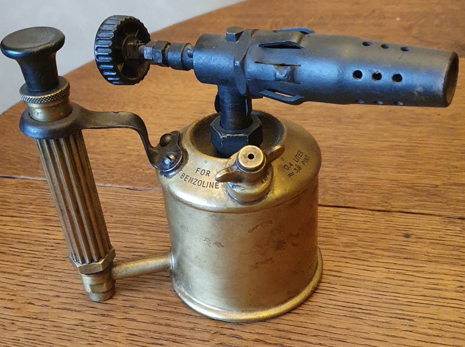 Antieke Benzine Soldeerlamp - Vintage Messing Brander, Ophalen of Verzenden