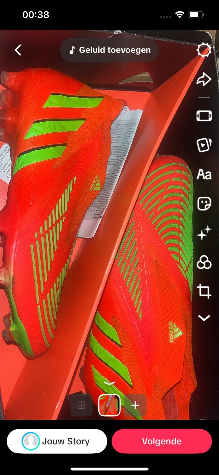 Adidas Predator voetbalschoenen - Oranje/Groen, Maat XS of kleiner, Verzenden, Zo goed als nieuw, Schoenen