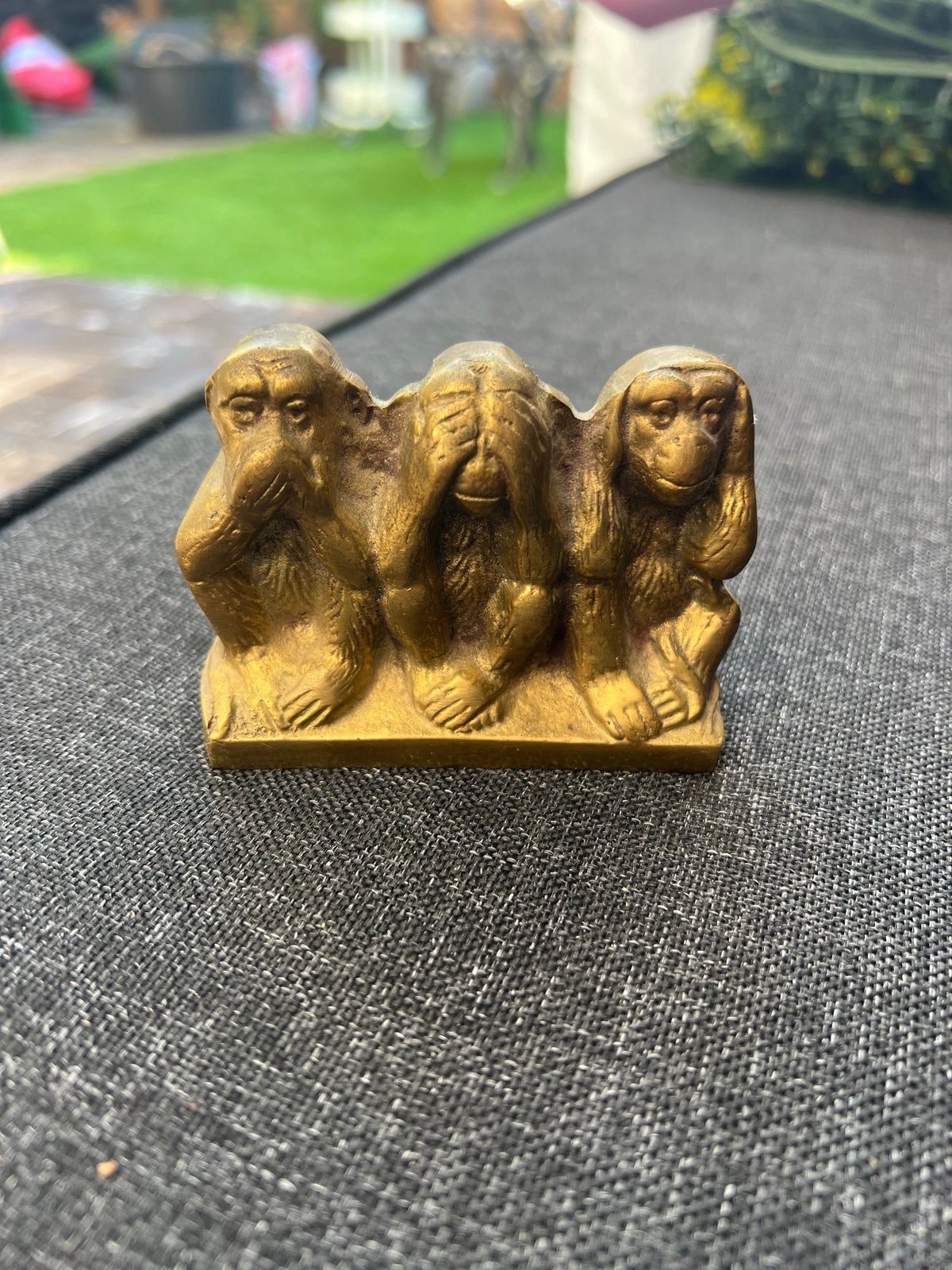 Bronzen beeldje: Drie Wijze Apen (Horen, Zien, Zwijgen), Ophalen of Verzenden, Brons