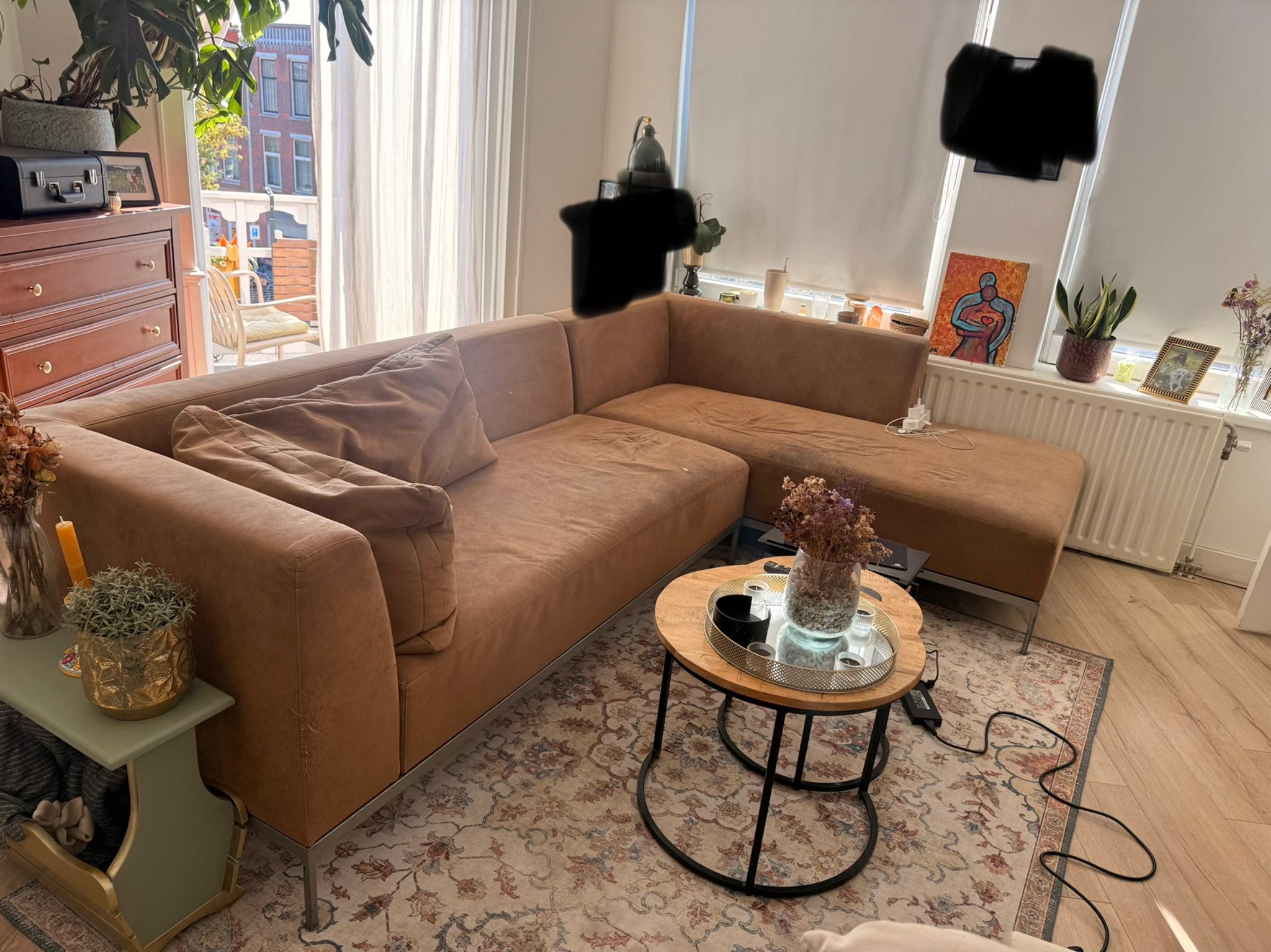 Vintage Ligne Roset Hoekbank - Bruin, Ophalen, Gebruikt, 100 tot 125 cm, Hoekbank