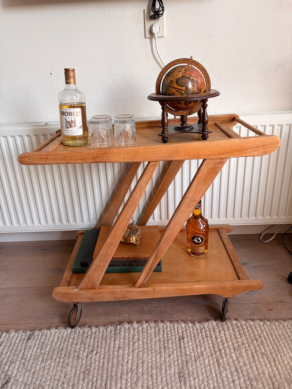 Antieke barcart / trolley / serveerwagen, Ophalen, Gebruikt