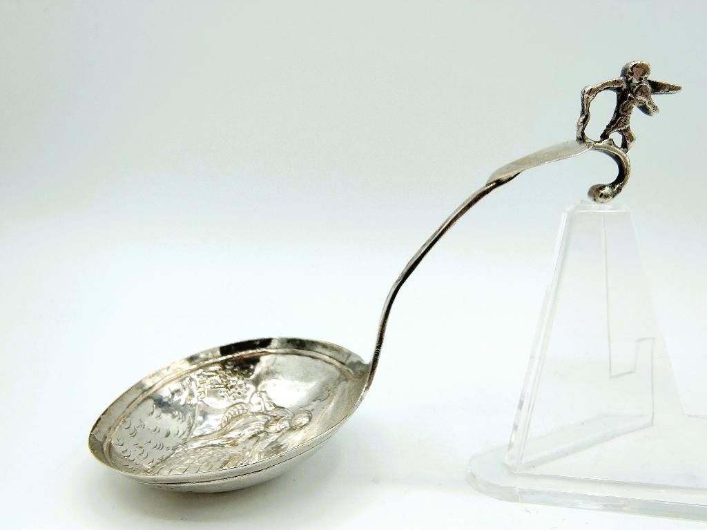 19e Eeuwse Friese zilveren roomlepel, Samaritaanse vrouw, Verzenden, Zilver
