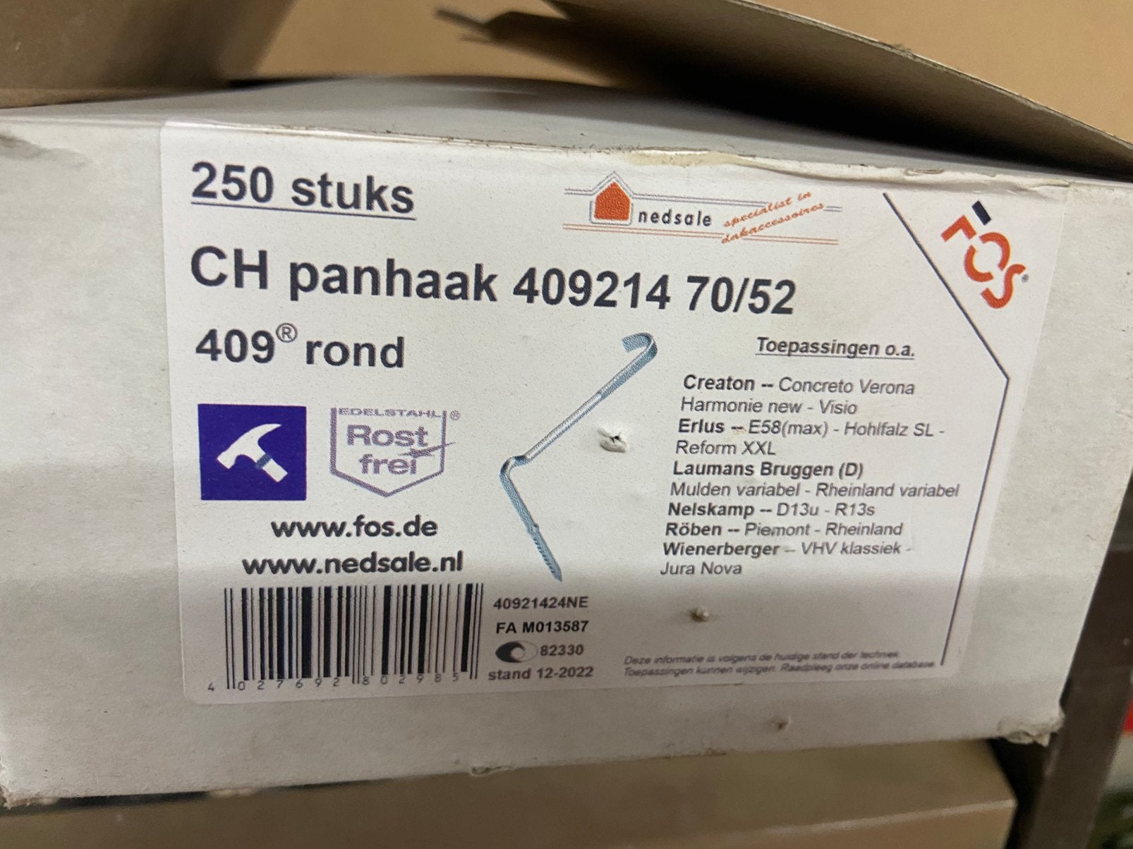 Ch panhaak 409214/ 70/52, Ophalen, Steen of Klei, Nieuw, 15 m² of meer