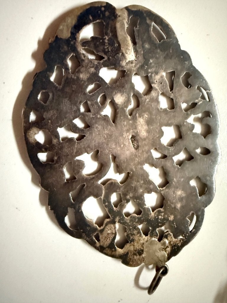 ANTIEKE ZILV. HOEDENSPELDEN, BROCHE & HANGER set €225, Ophalen of Verzenden, Zilver, Broche