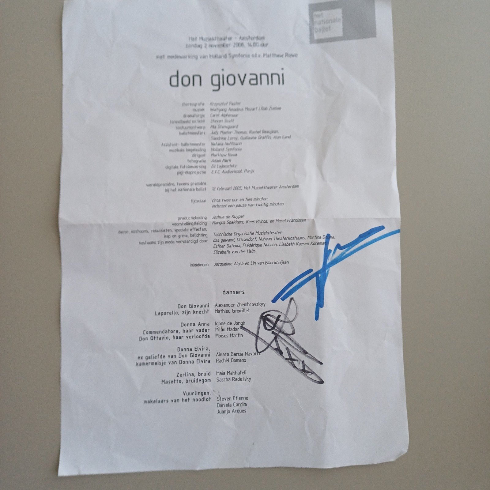handtekening Igone de Jongh - Nationaal ballet, Ophalen of Verzenden, Zo goed als nieuw, Foto of Kaart, Gesigneerd