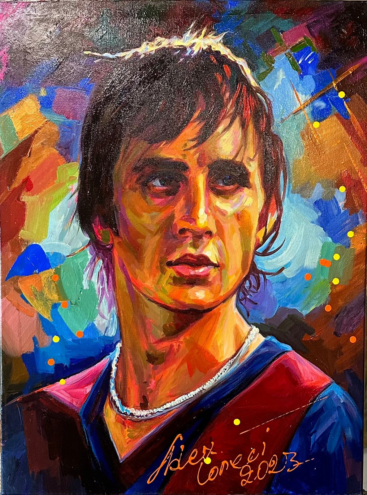 Alex L- Johan Cruijff- Handgeschilderd (100%)- Origineel, Antiek en Kunst, Ophalen of Verzenden