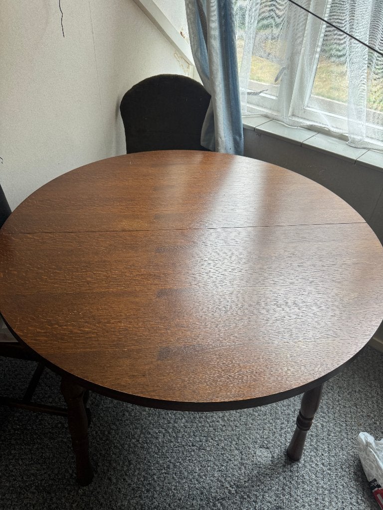 Ronde houten eettafel met gedraaide poten - Vintage, Antiek en Kunst, Antiek | Meubels | Tafels, Ophalen