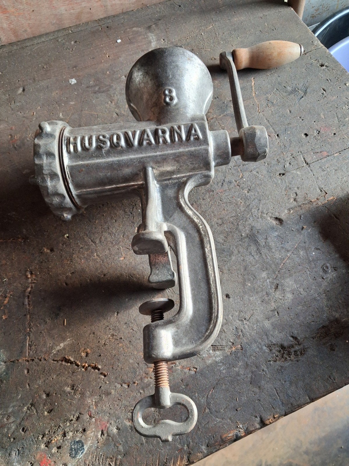 Husqvarna Vleesmolen Tafelmodel - Vintage Keukenapparaat, Zilver, Ophalen of Verzenden, Metaal, Overige merken