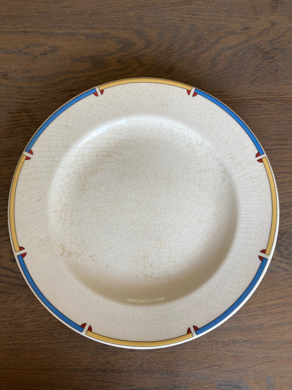 Vintage bord met Art Deco rand - 26 cm, Ophalen of Verzenden