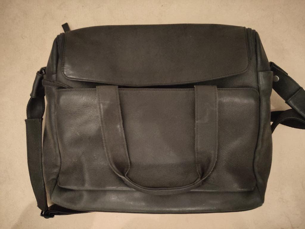 Vintage lederen computertas, 40 tot 60 cm, Gebruikt, Bruin, 35 tot 55 cm