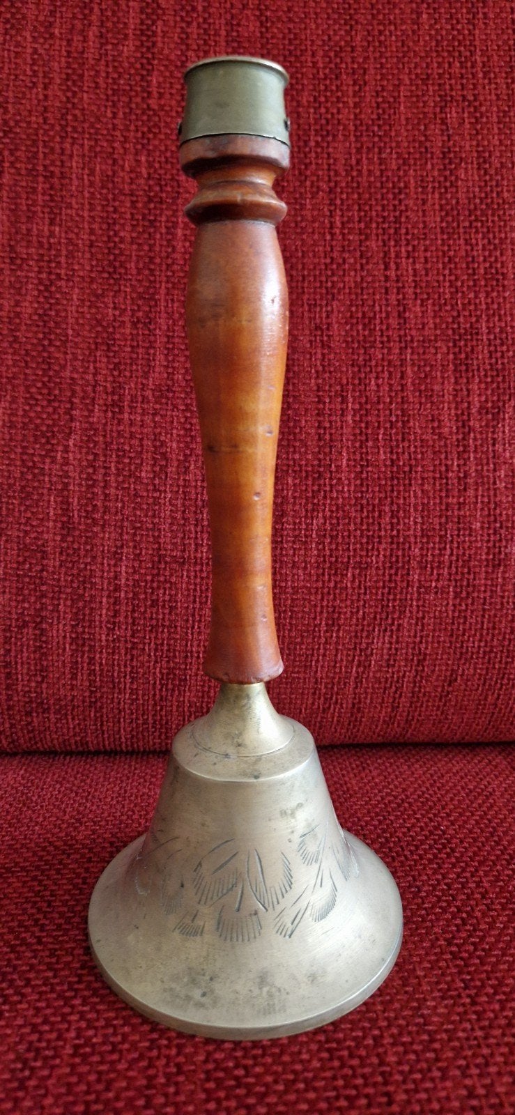 Antieke koperen handbel met houten handvat, Antiek en Kunst, Ophalen of Verzenden