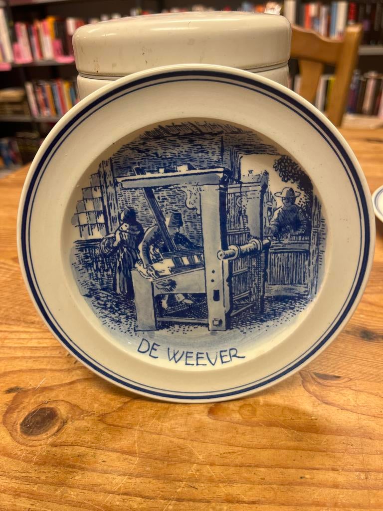 Vintage Delfts Blauw Wandbord 'De Wever' - Handgeschilderd, Antiek en Kunst, Antiek | Wandborden en Tegels, Ophalen of Verzenden