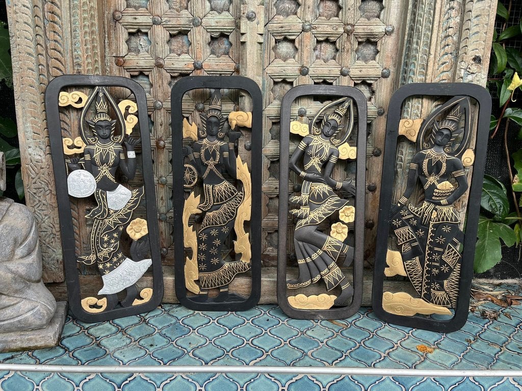 Indonesie houtsnijwerk wandpaneel handwerk bali 50 cm, Huis en Inrichting, Oosters, Ophalen of Verzenden, 19 cm, Handgemaakt