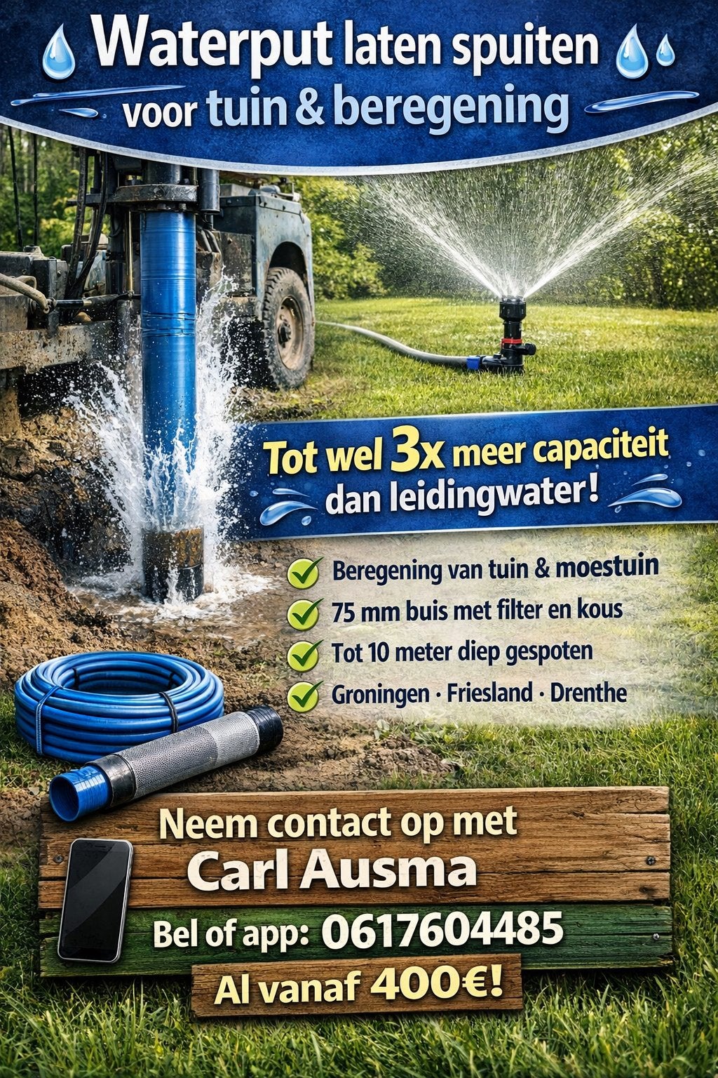 Waterbron puntstuk waterput 90mm 75mm, Ophalen of Verzenden