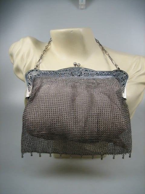 Antieke zilveren Zeeuwse dames tas maliënkolders uit ca.1906, Verzenden, Zilver