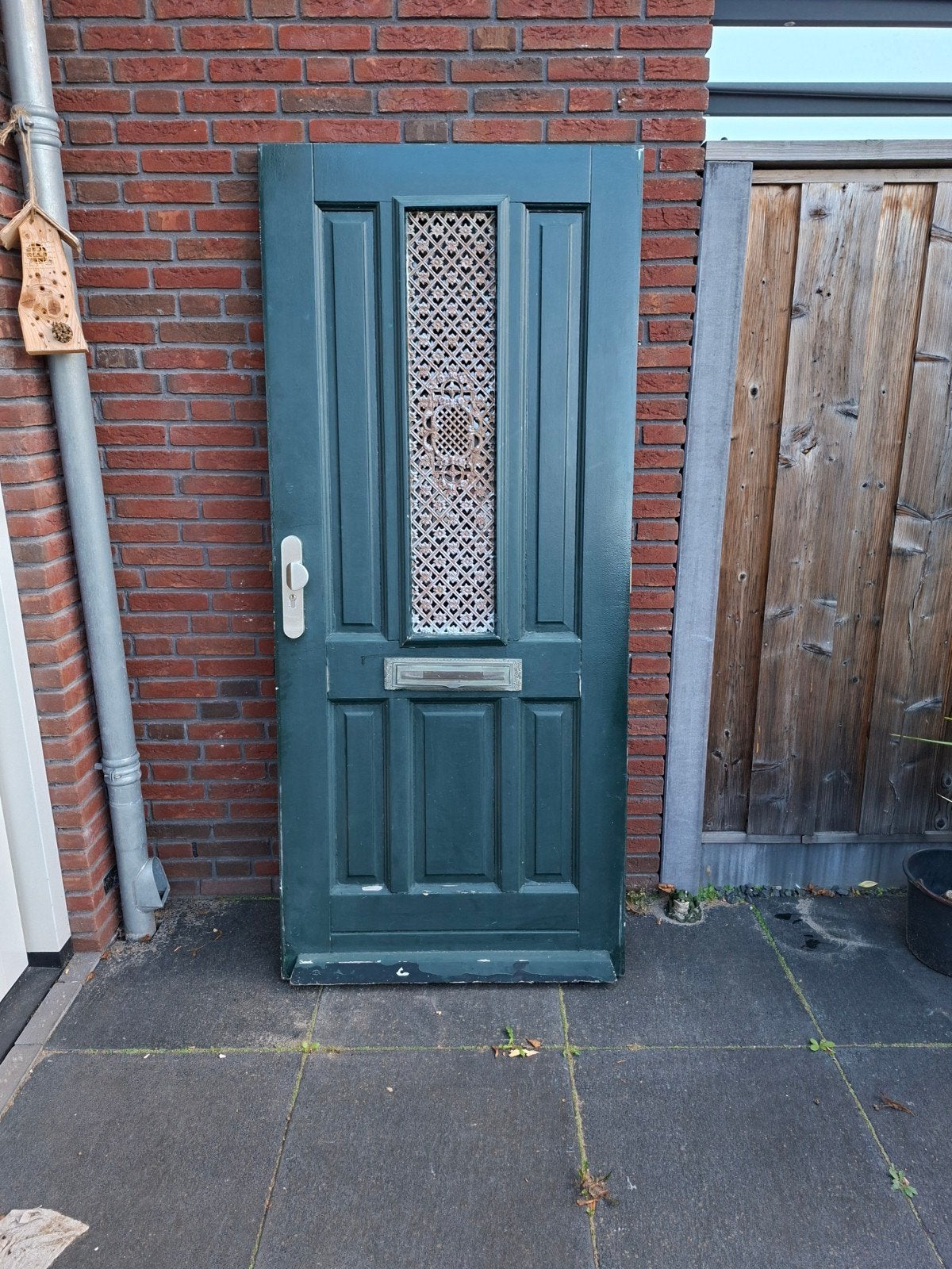 hardhouten voordeur met rooster 87.5 x200.5, Ophalen of Verzenden, Gebruikt, Buitendeur, 200 tot 215 cm